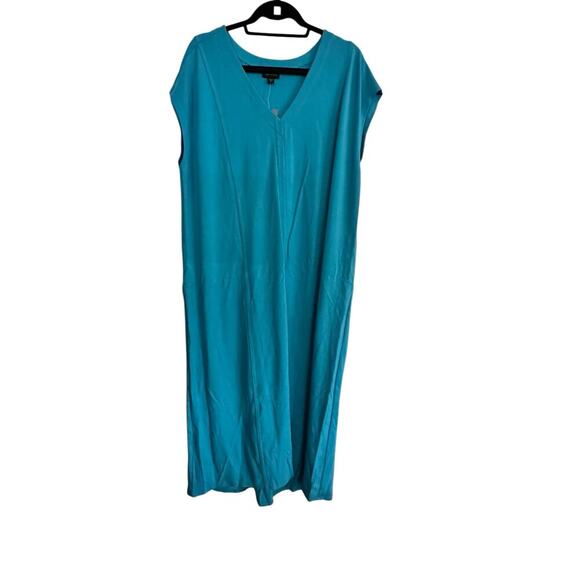 NWT J.Jill Turquoise Stretch Lagenlook Lounge Shift Tunic Maxi Dress Size XLT - Picture 1 of 9